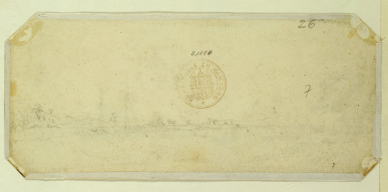 Boceto de un paisaje desde el reverso de una pintura de Caspar David Friedrich