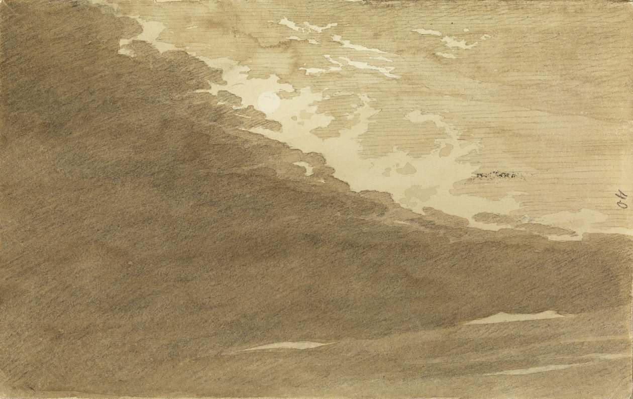 Estudio de las nubes a la luz de la luna de Caspar David Friedrich