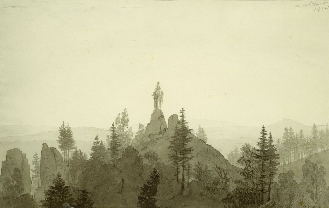 Estatua de la Madonna en las montañas de Caspar David Friedrich
