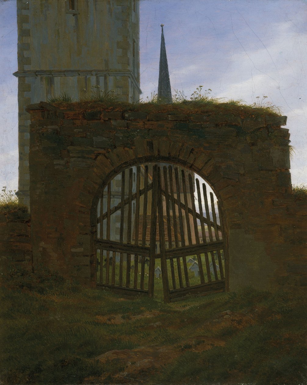 La puerta del cementerio, c.1825-30 (óleo sobre lienzo) de Caspar David Friedrich