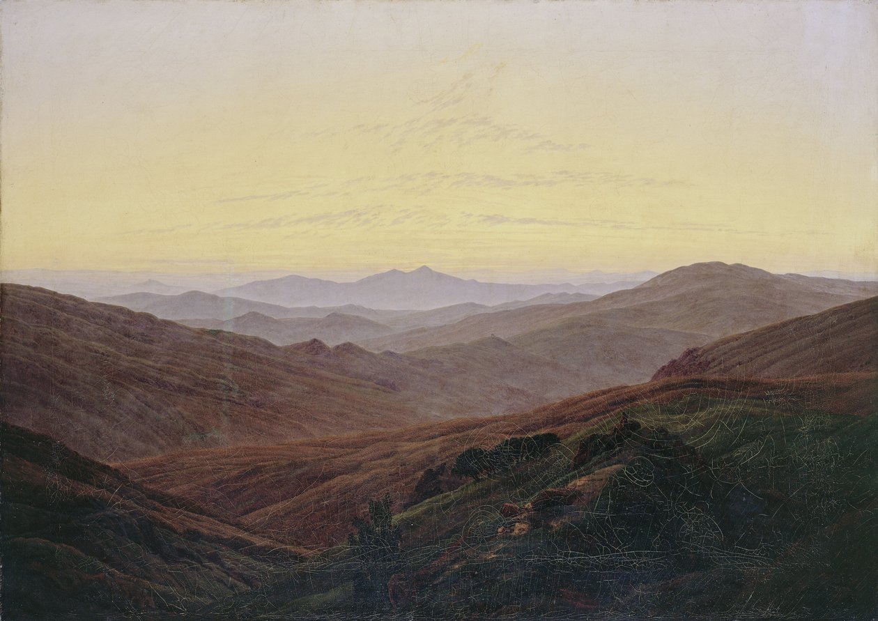 Krkonoše / Antes del amanecer en las montañas de Caspar David Friedrich