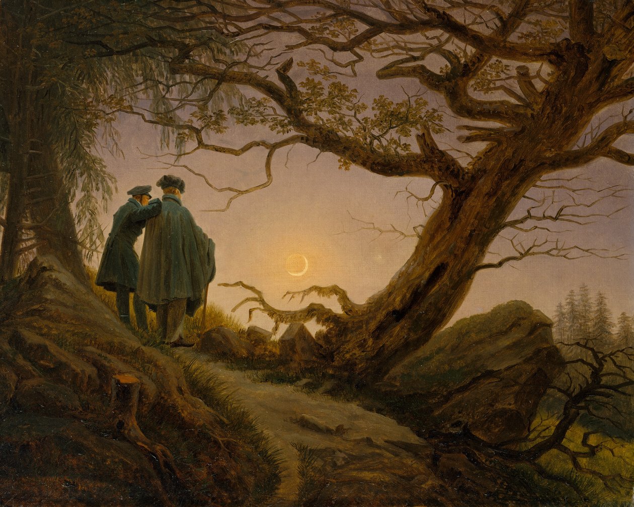 Dos hombres contemplando la luna, ca. 1825-30 de Caspar David Friedrich
