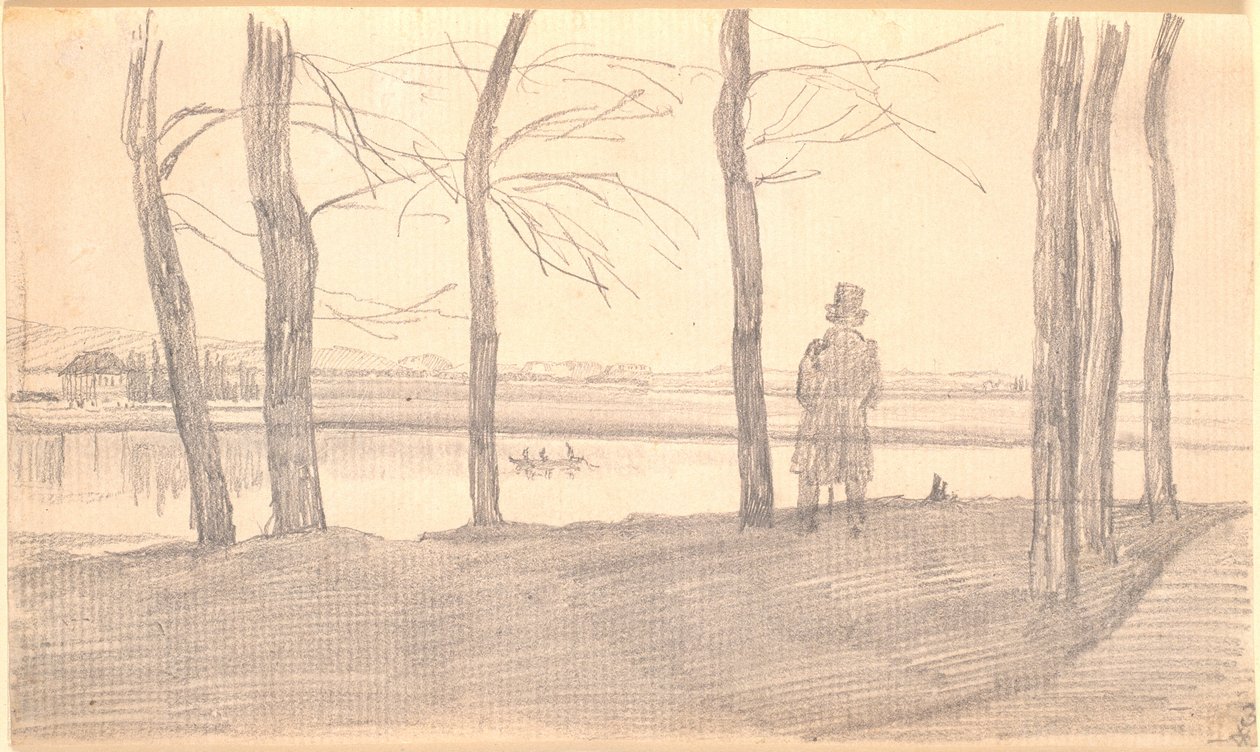 Vista sobre el Elba. A la izquierda, una casa de campo de Caspar David Friedrich