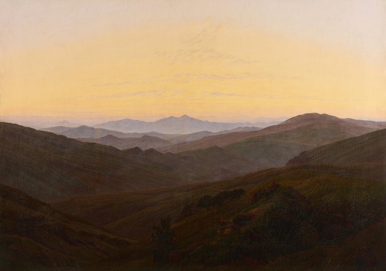 En las montañas, antes del amanecer de Caspar David Friedrich