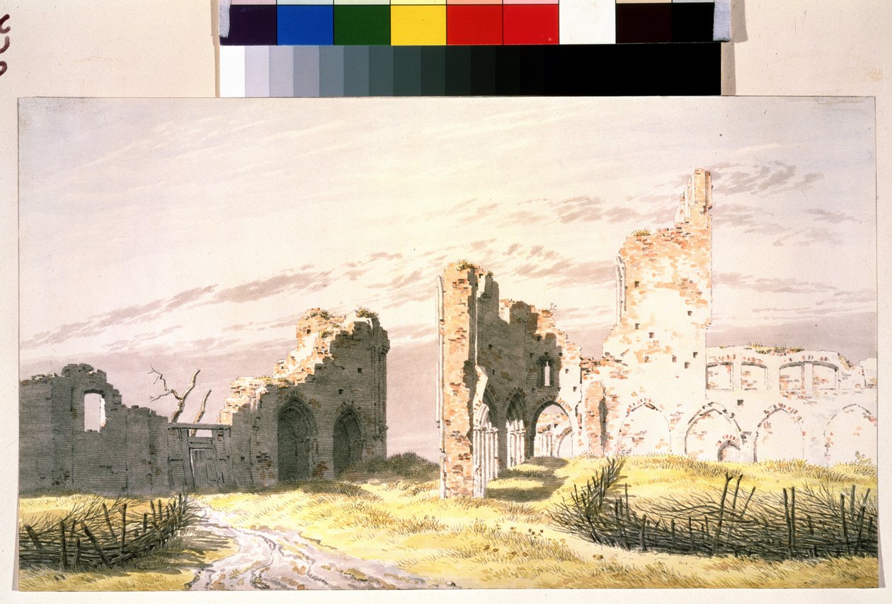 ""Vista de las ruinas de un monasterio en Elden"" (Un monasterio en Elden) Acuarela de Caspar David Friedrich (1774-1840) Museo Pushkin de Moscú del siglo XIX de Caspar David Friedrich