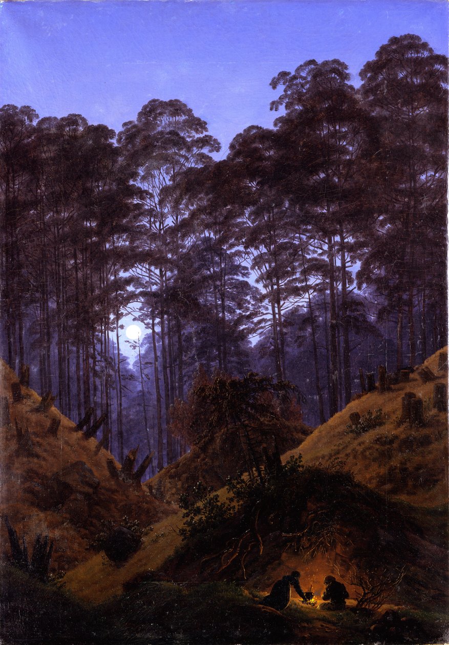 El interior del bosque a la luz de la luna de Caspar David Friedrich