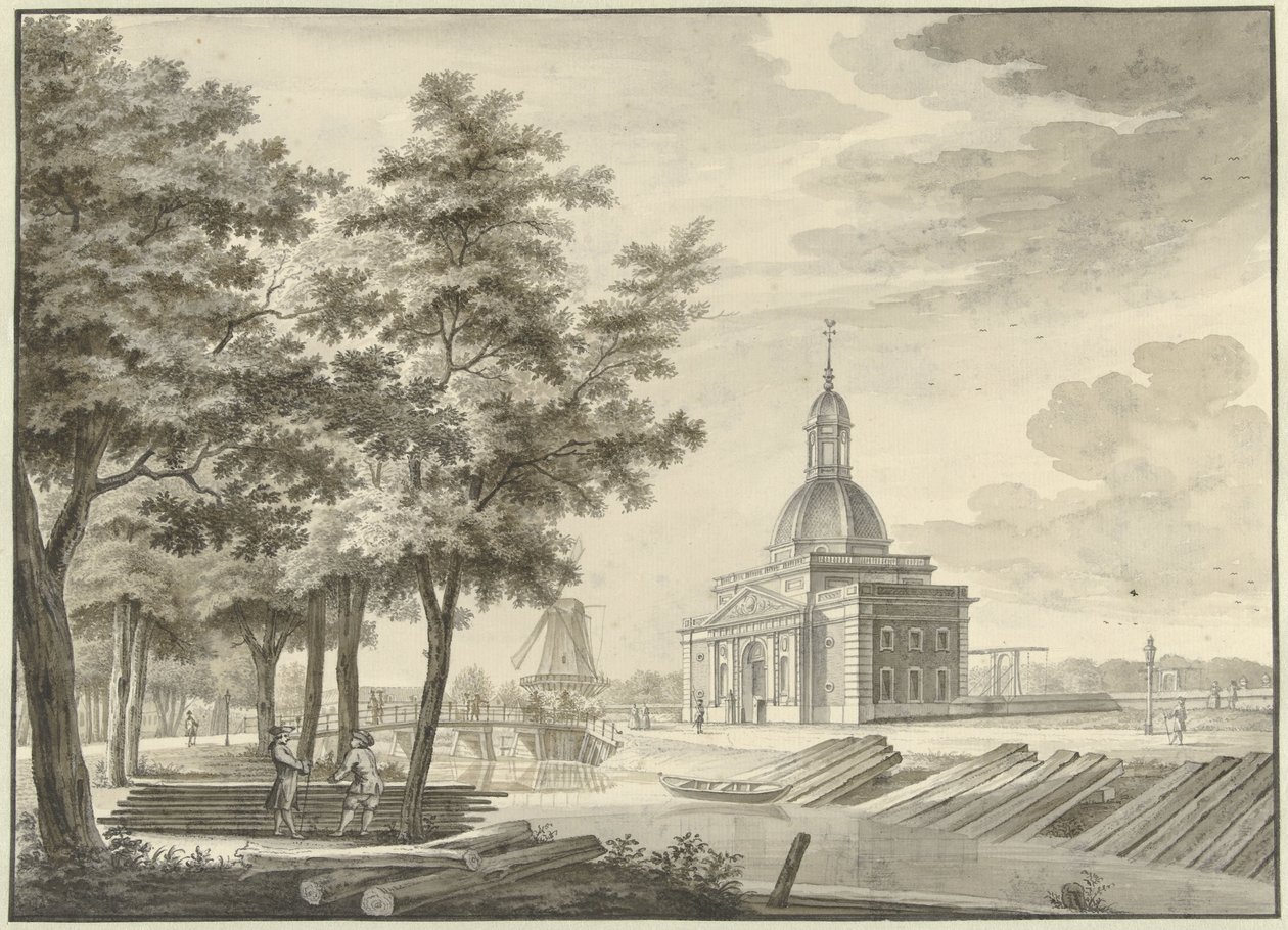 Vista del recién construido Muiderpoort, 1771 de Caspar Jacobsz. Philips