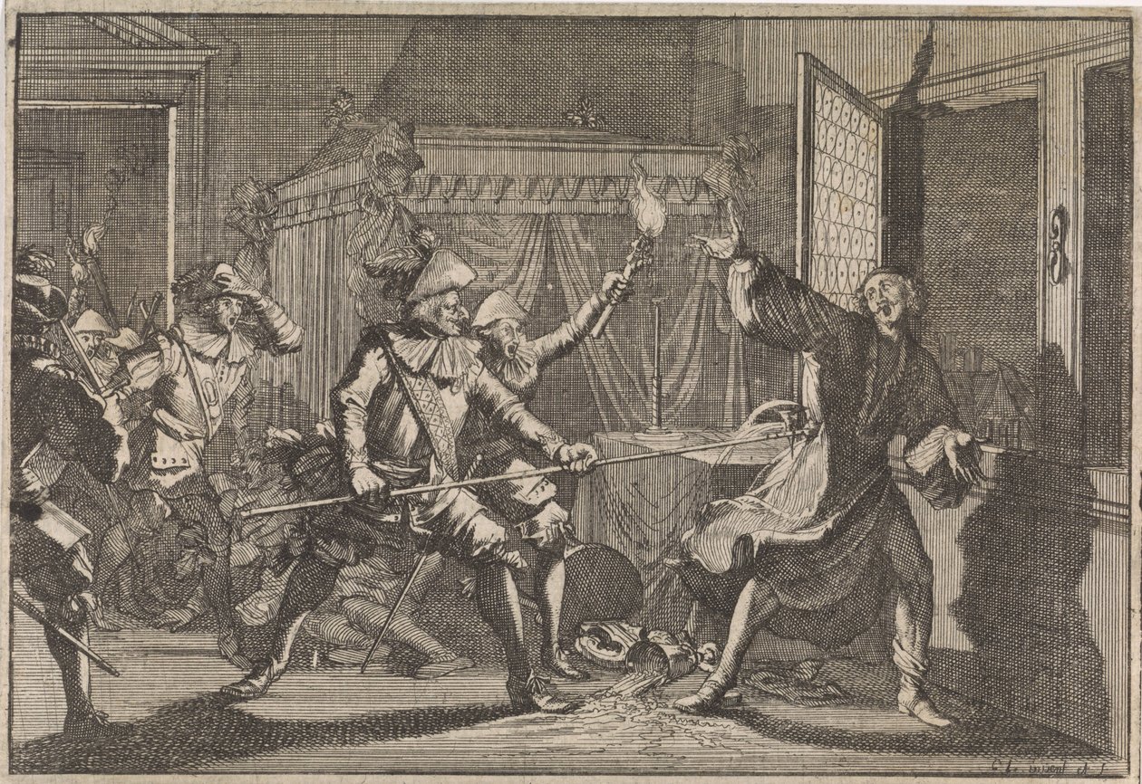 Albrecht von Wallenstein, duque de Friedland, es asesinado por sus propios soldados, 1634 de Caspar Luyken (attributed to)