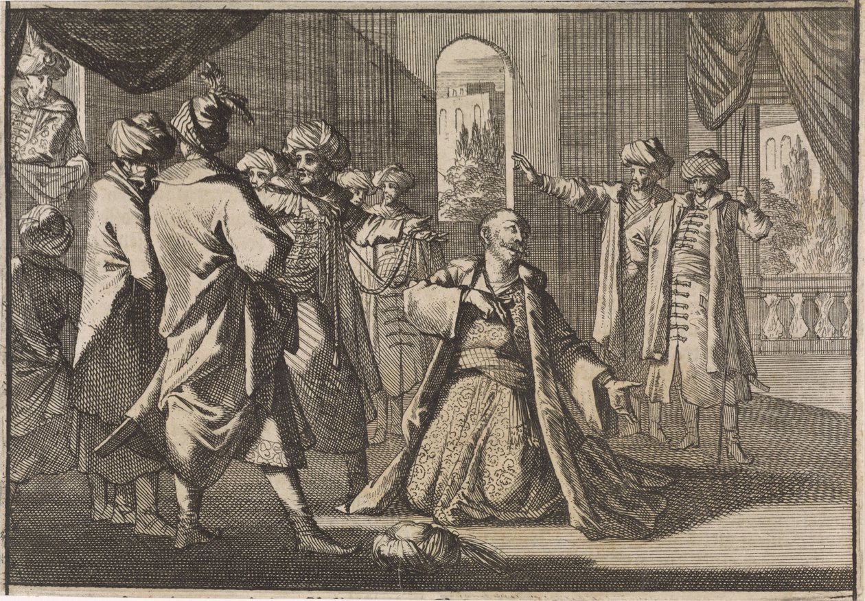 Emir Fakardin ruega al sultán Murat IV por su vida, 1633 de Caspar Luyken (attributed to)