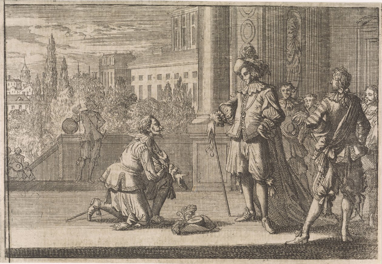 Carlos IV, duque de Lorena arrodillado ante Luis XIII, 1641 de Caspar Luyken (attributed to)
