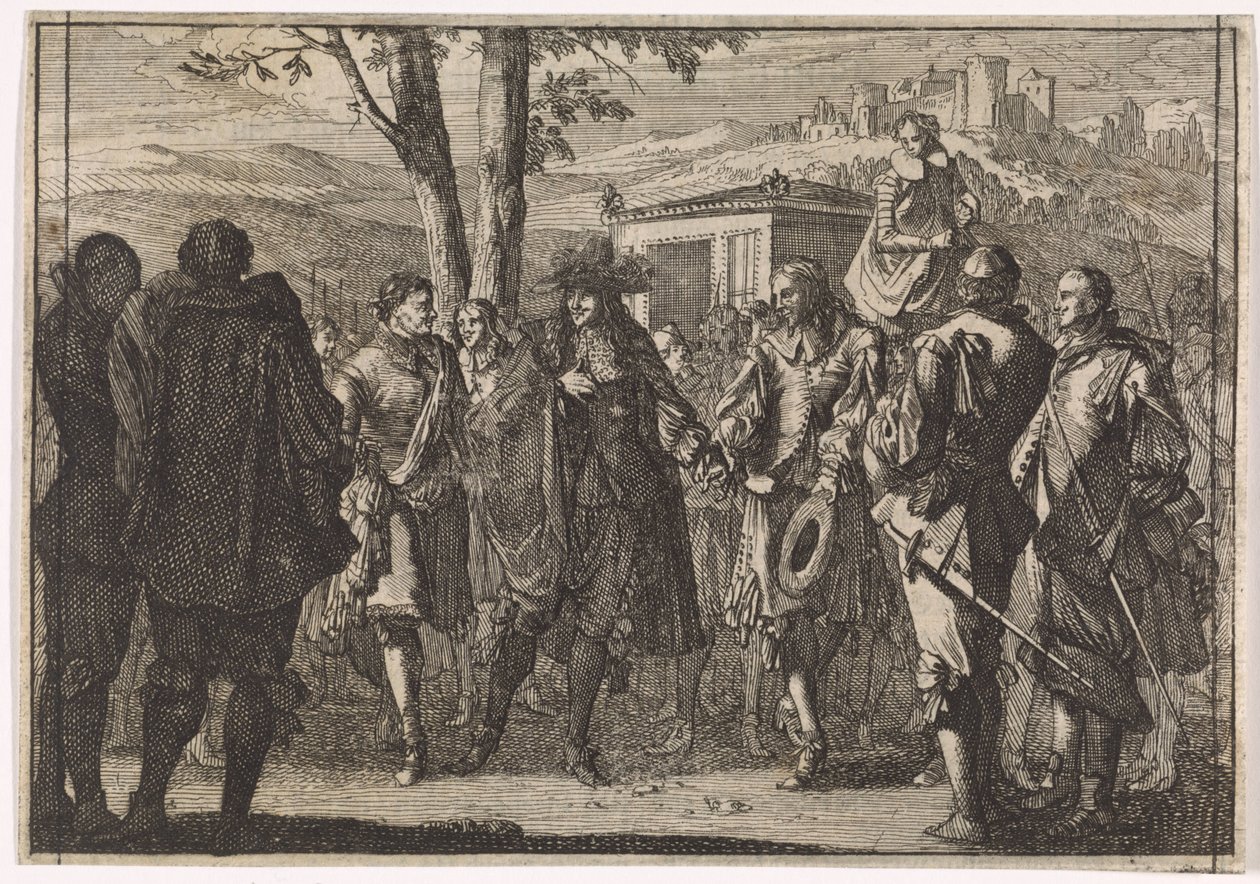 El rey Carlos I de Inglaterra es capturado por los soldados ingleses, 1647 de Caspar Luyken (attributed to)