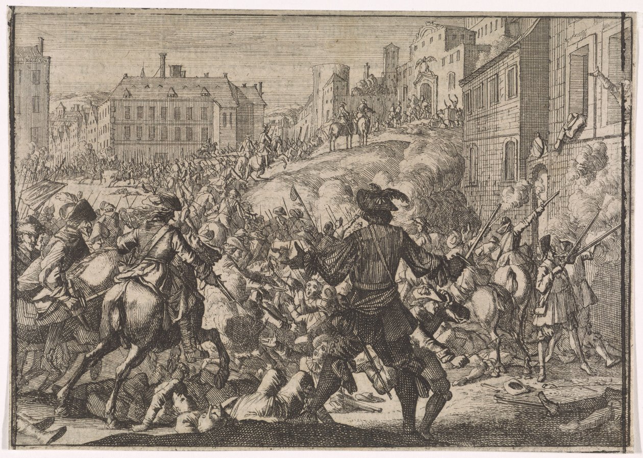 Conquista de Praga por el ejército sueco, 1648 de Caspar Luyken (attributed to)