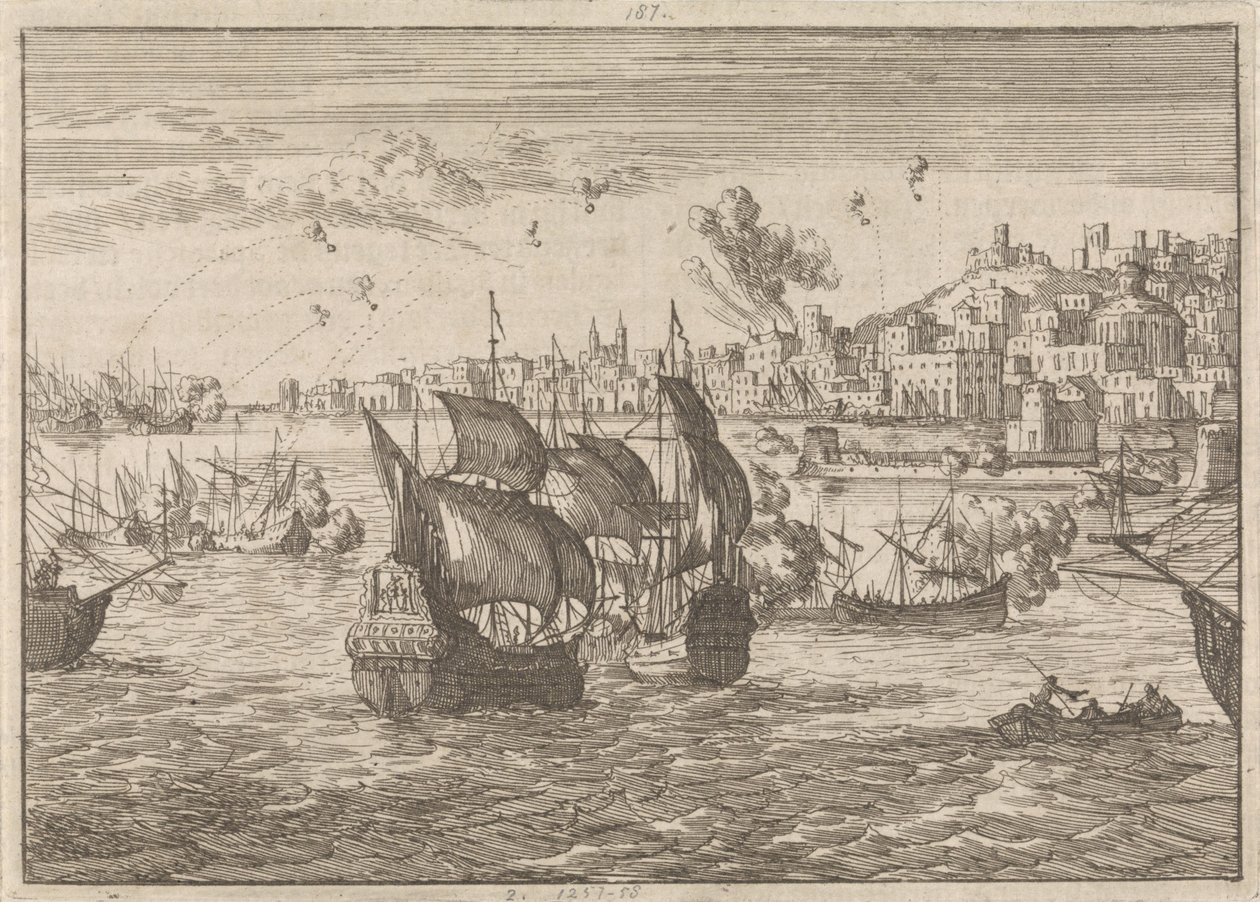 Génova bombardeada por la flota francesa, 1684 de Caspar Luyken