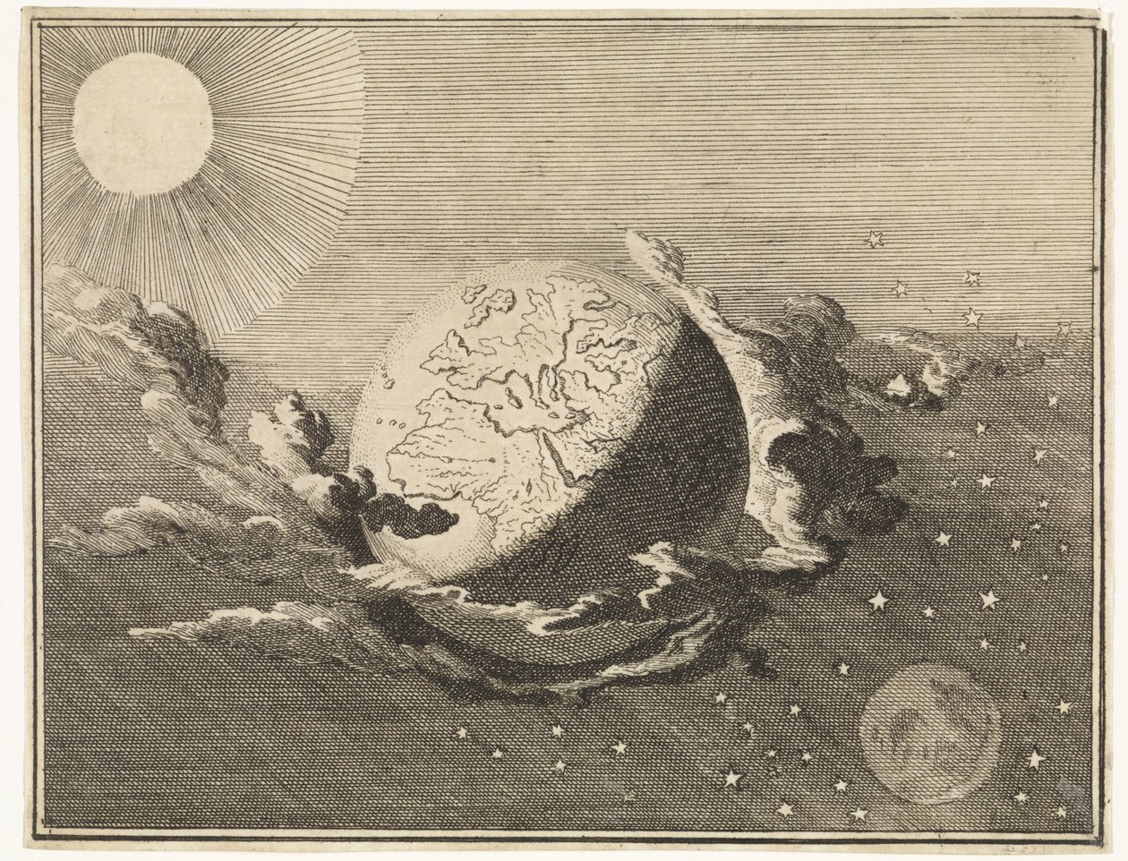 Universo con tierra, sol, luna y estrellas de Caspar Luyken