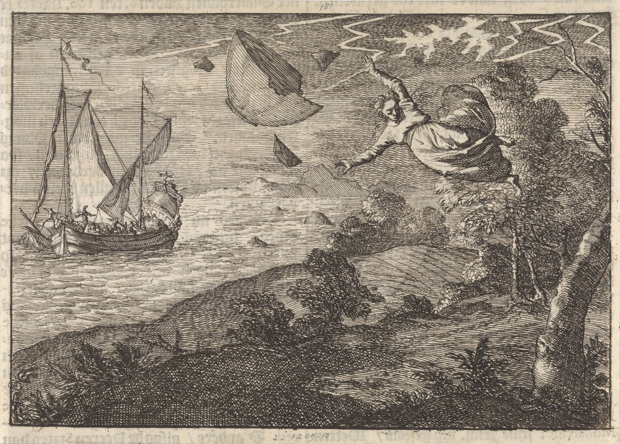 Fuerte viento en la costa de Malmö, 1679 de Caspar Luyken