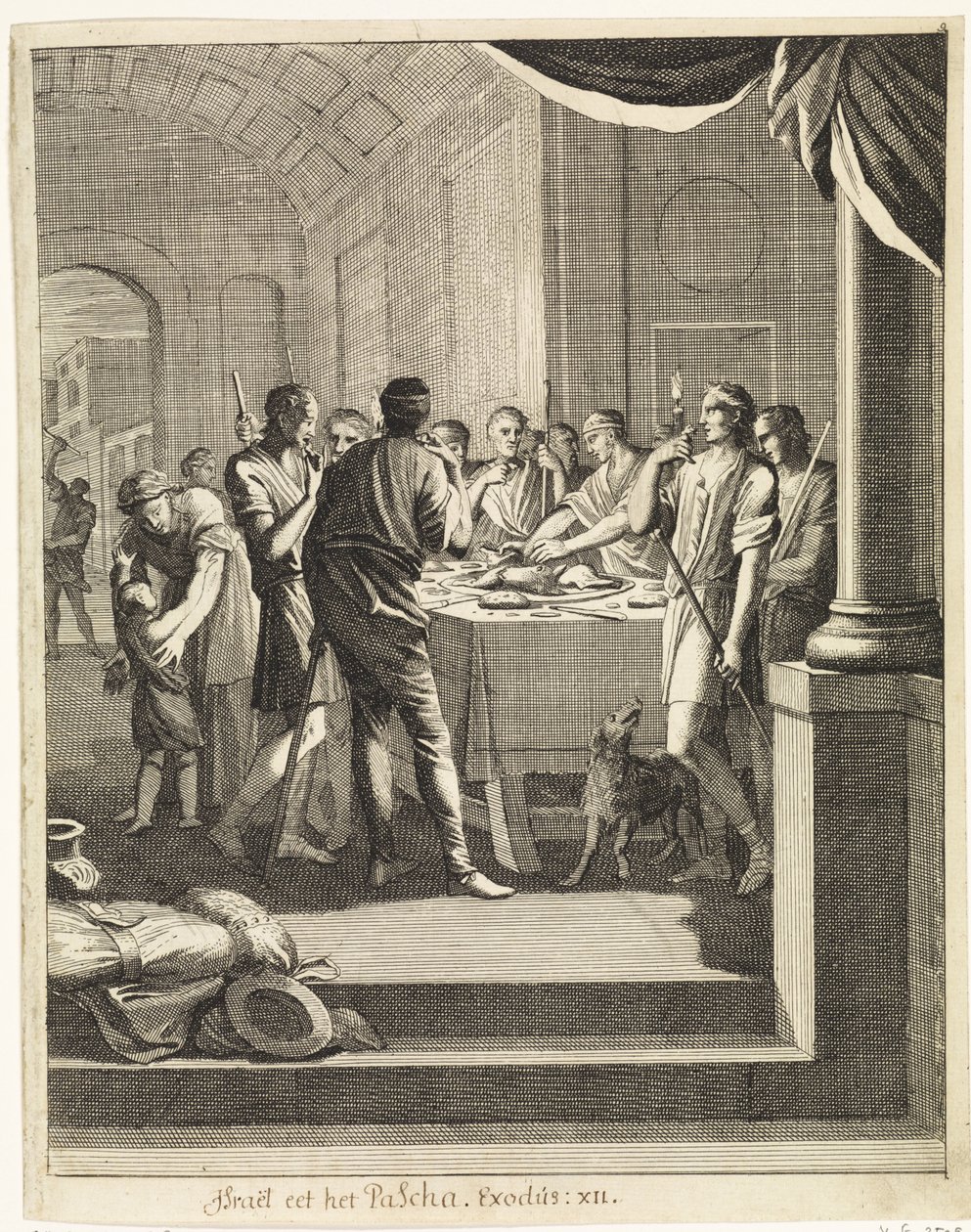 Los israelitas comen cordero de Caspar Luyken
