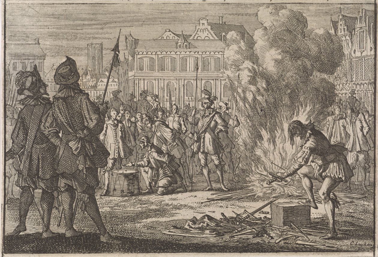 Tribunal Militar en la Plaza del Mercado de Praga, 1642 de Caspar Luyken