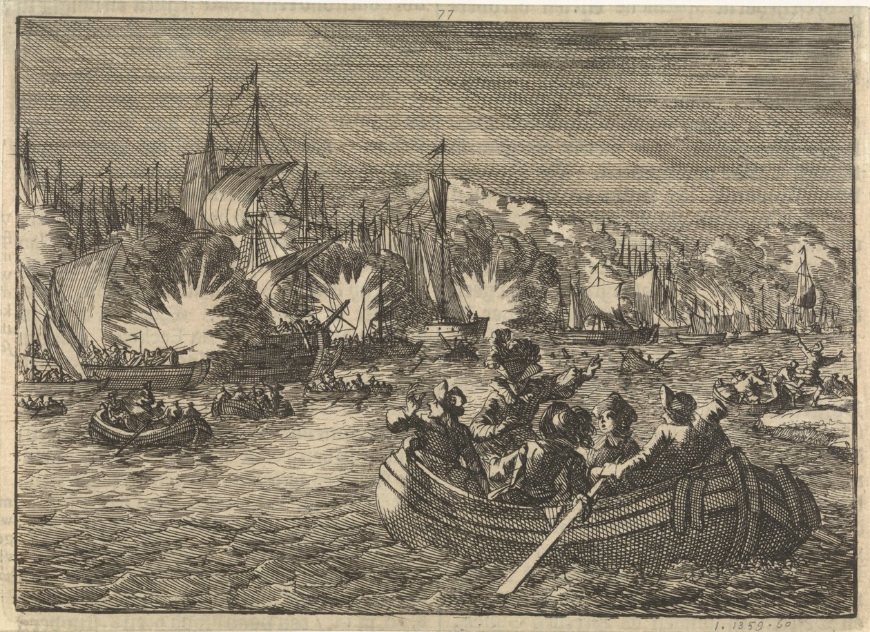 Flota española en el Escalda capturada y quemada por los holandeses, 1631 de Caspar Luyken