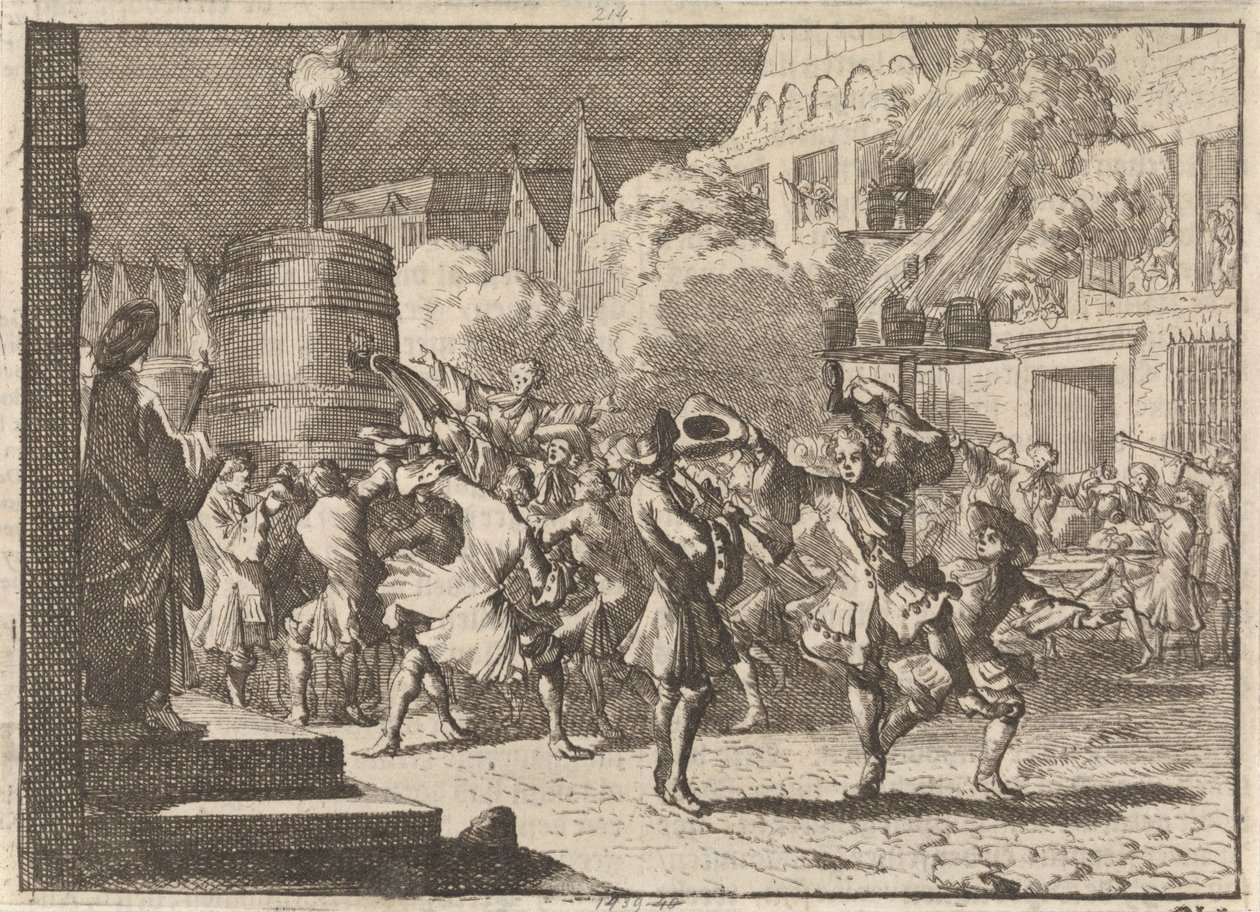 Alegría en París ante el falso informe de la muerte de Guillermo III en la batalla del Boyne, 1690 de Caspar Luyken