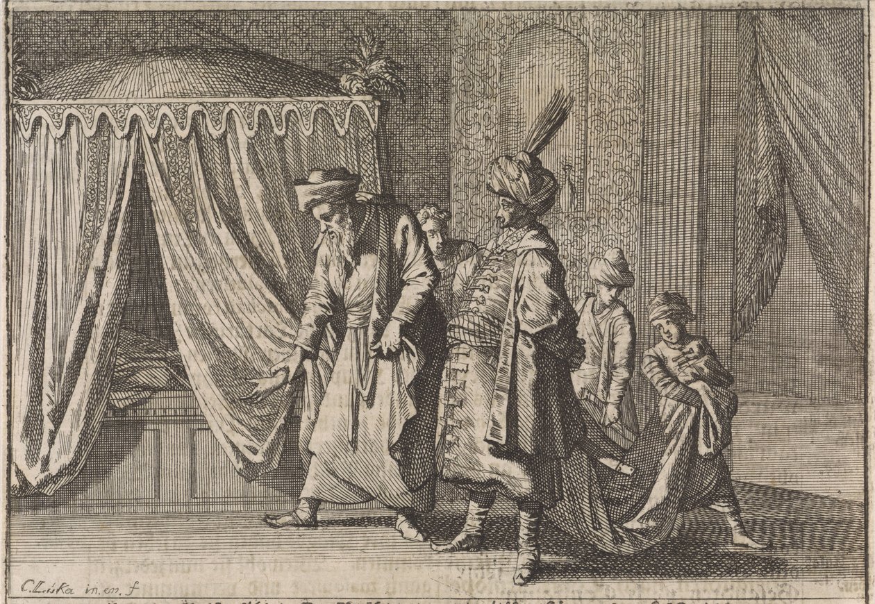 Lecho de enfermo de la esposa de Pasha, 1639 de Caspar Luyken