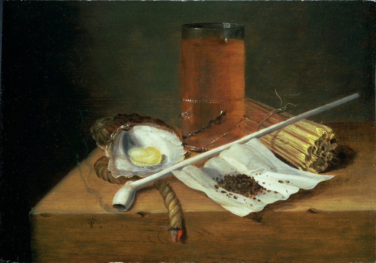 Naturaleza muerta con Requisitos para Fumar, 1659 de Casparus Smits