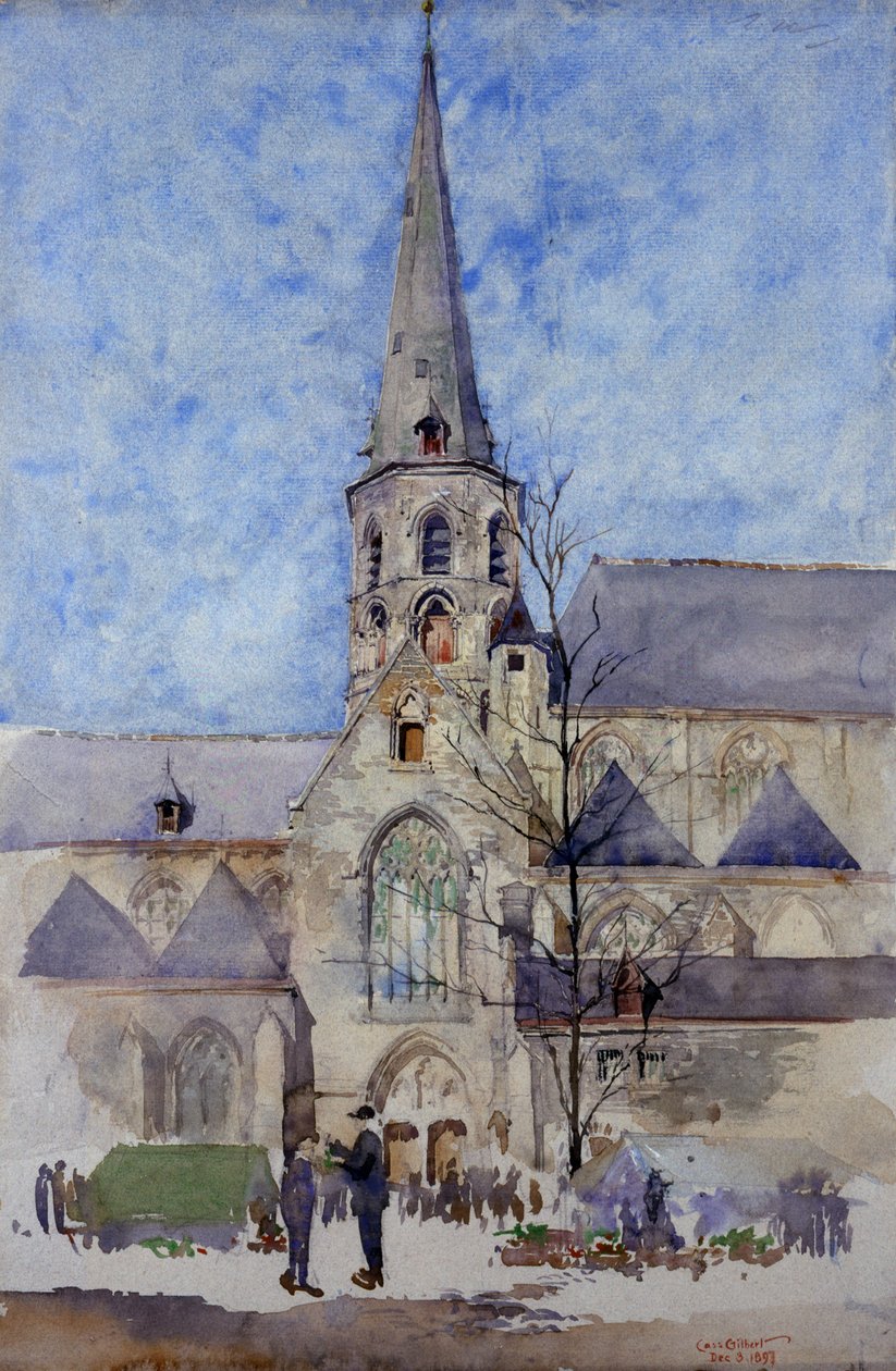 Un Día de Mercado Iglesia de San Jacobo, Gante, Bélgica de Cass Gilbert