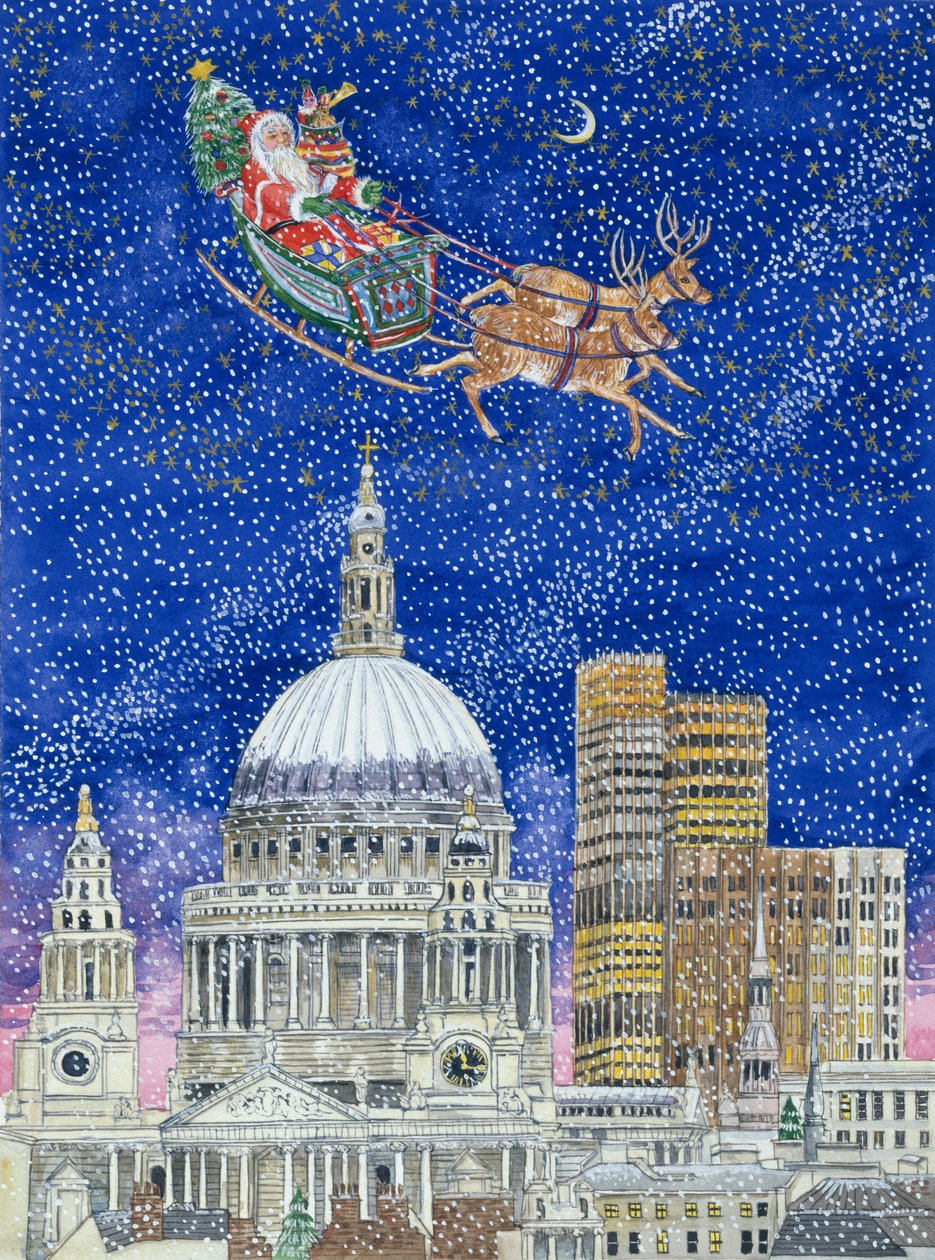 Papá Noel volando sobre Londres de Catherine Bradbury