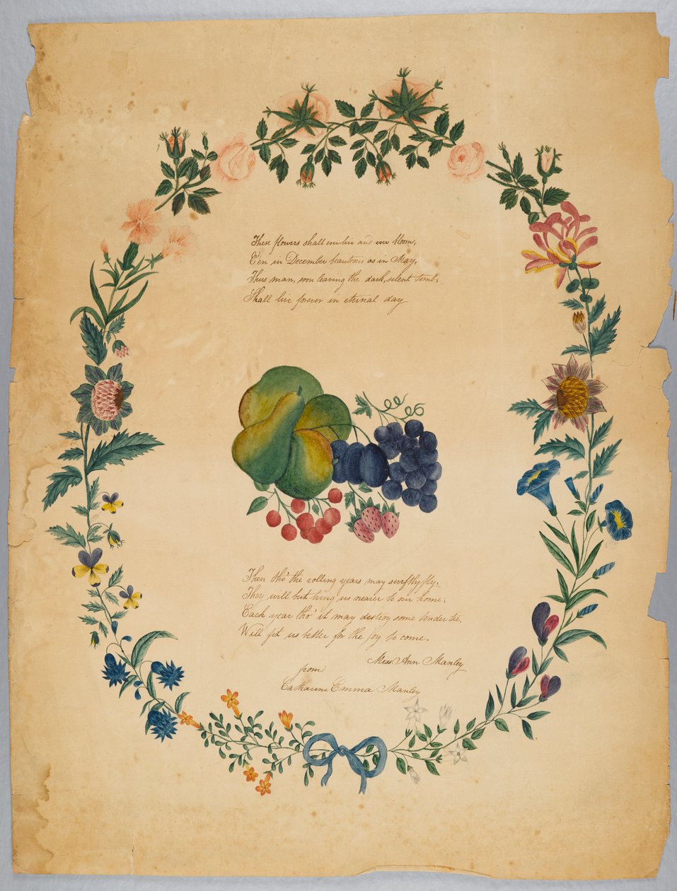 Sin título (poema y corona decorativa) de Catherine Emma Manley
