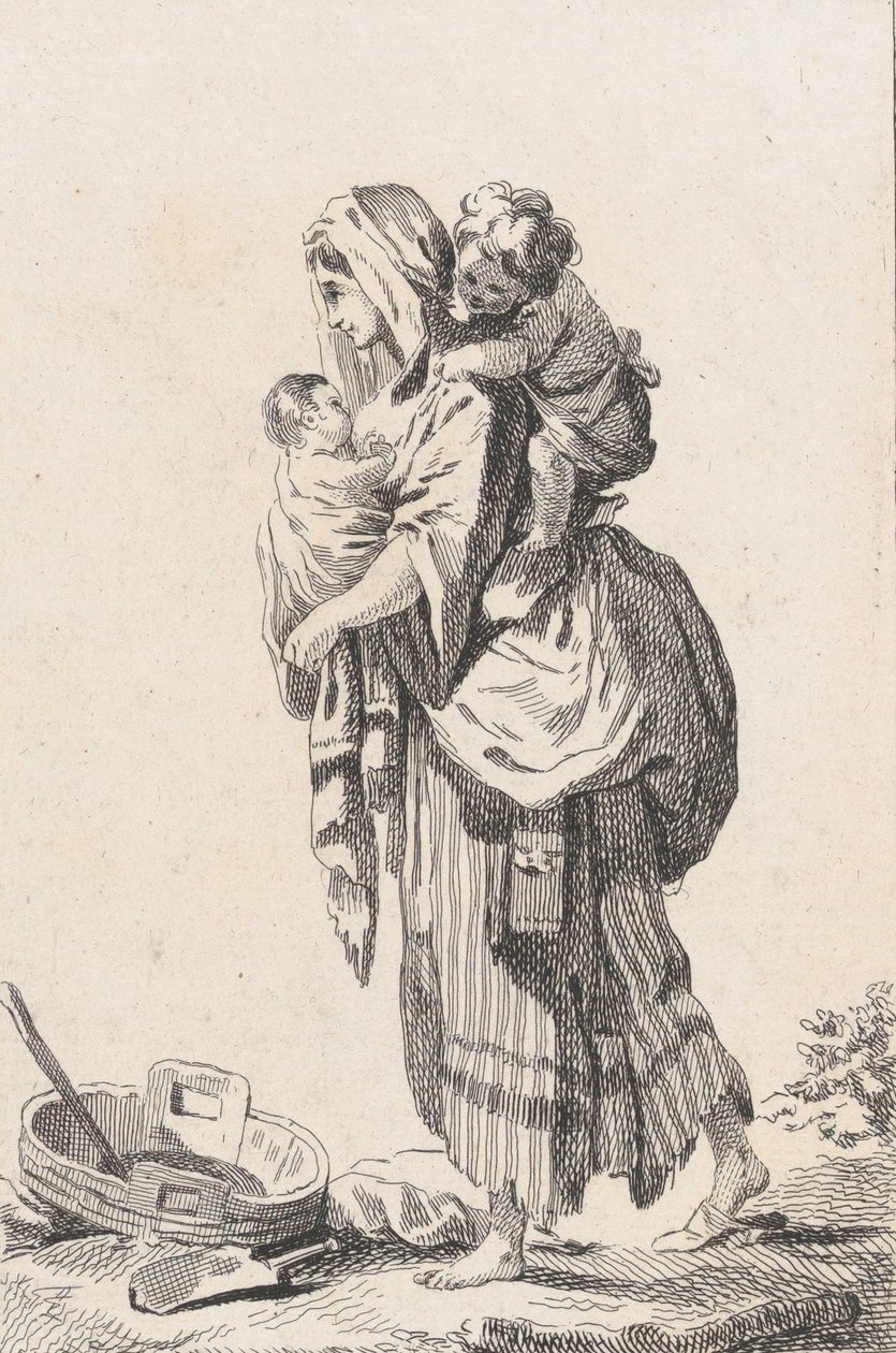 Campesina con Dos Niños, ca. 1758 de Catherine Francoise Beauvarlet