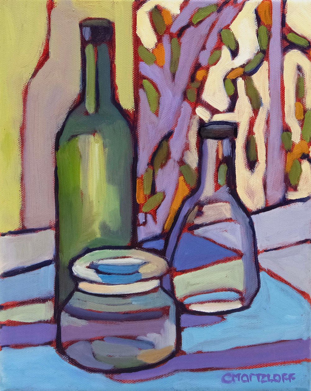 Momentos embotellados, 2024 (óleo sobre lienzo) de Catherine J Martzloff
