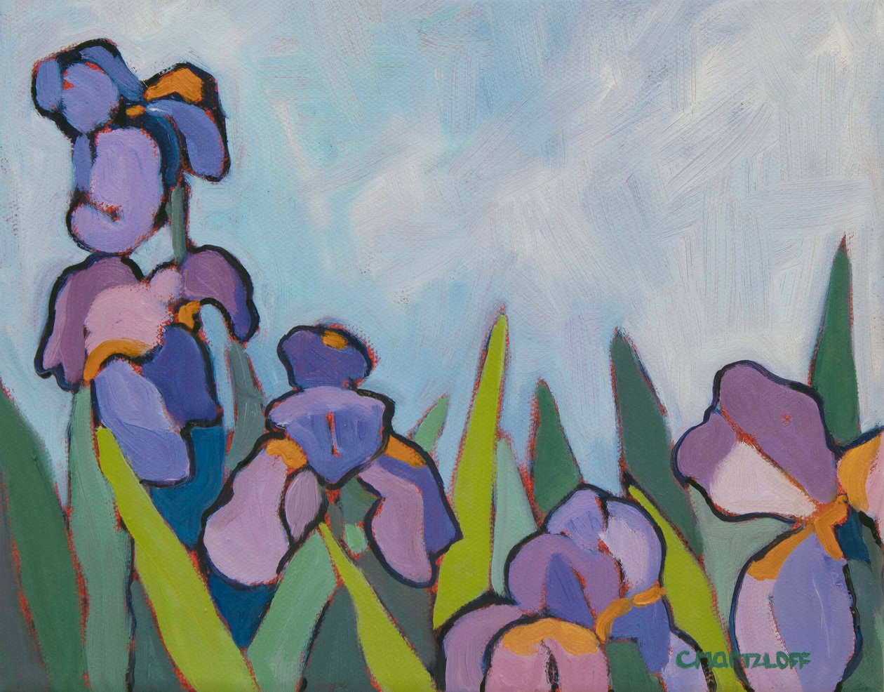 The Iris Fields, 2022 (Óleo sobre lienzo) de Catherine J Martzloff
