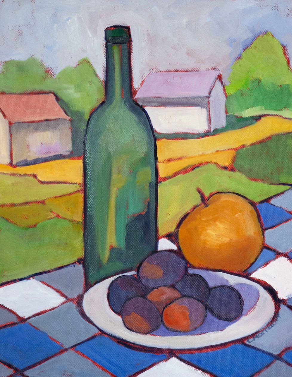 Vino y campo, 2025 (óleo sobre lienzo) de Catherine J Martzloff