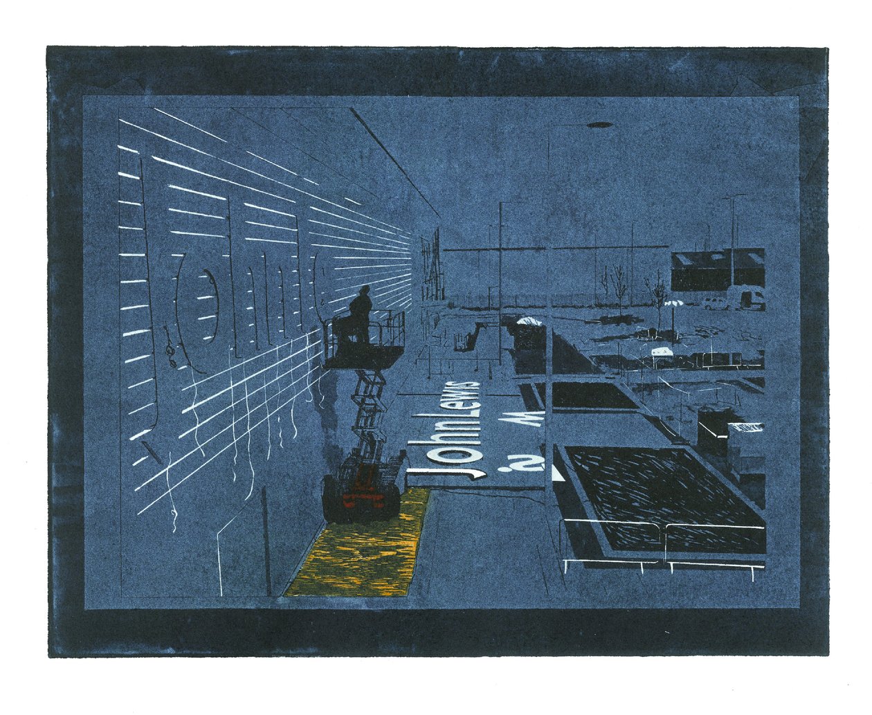Settled Cultivation, 2015 (linóleo cortado con láser, linograbado y grabado tradicional) de Catherine Sutcliffe Fuller