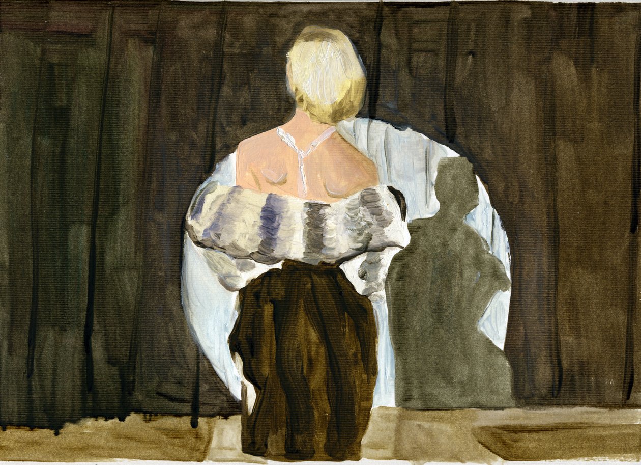 03.11.09 - El modelado de la piel en su apartamento, 2009 (óleo sobre papel) de Cathy Lomax