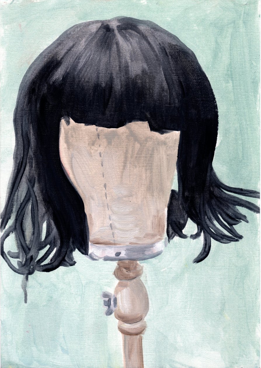 FF (Peluca 1), 2020 (óleo sobre papel) de Cathy Lomax