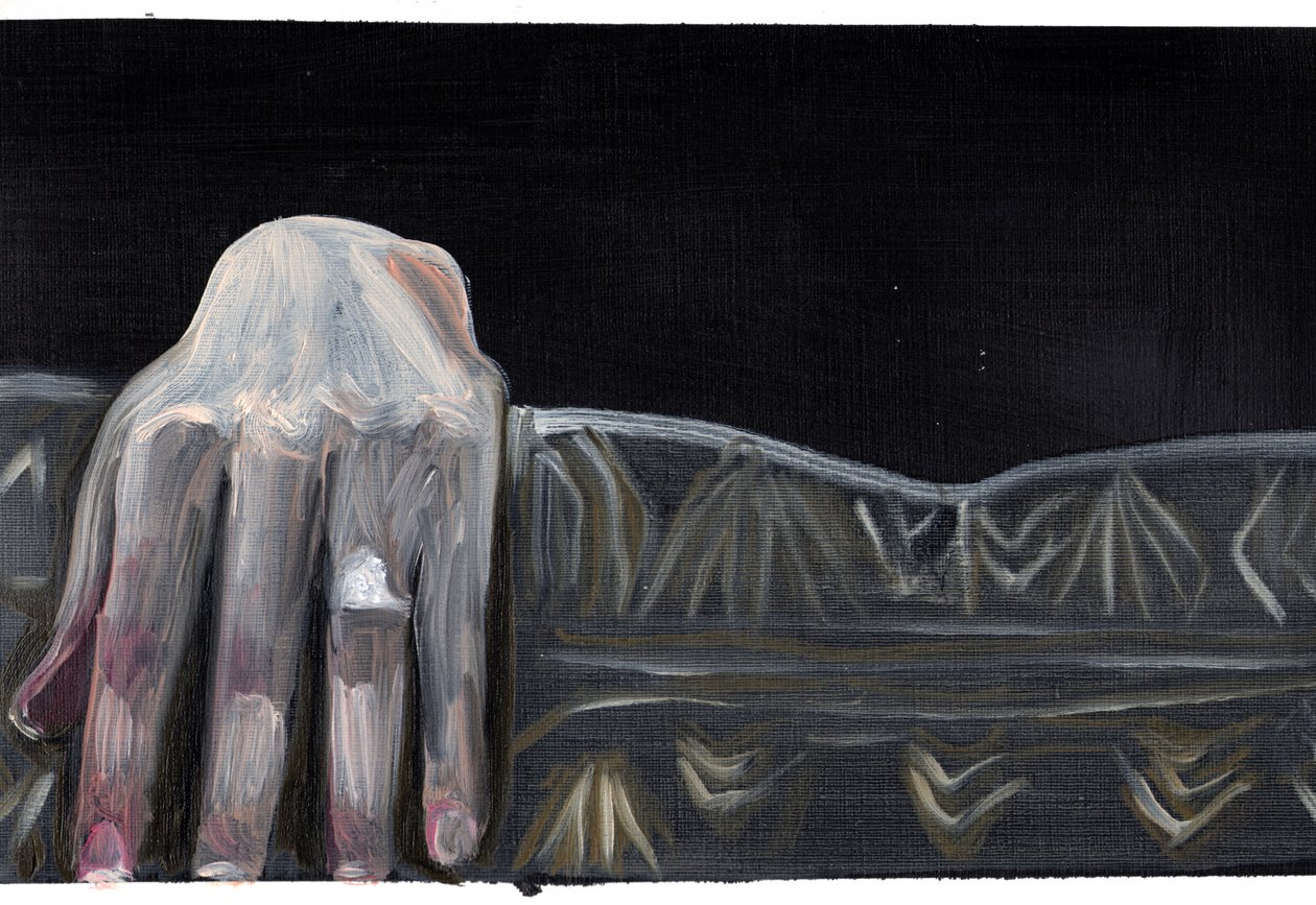 Diario de cine #48 (18.05.13 No pudo ver quién era), 2015 (óleo sobre papel) de Cathy Lomax