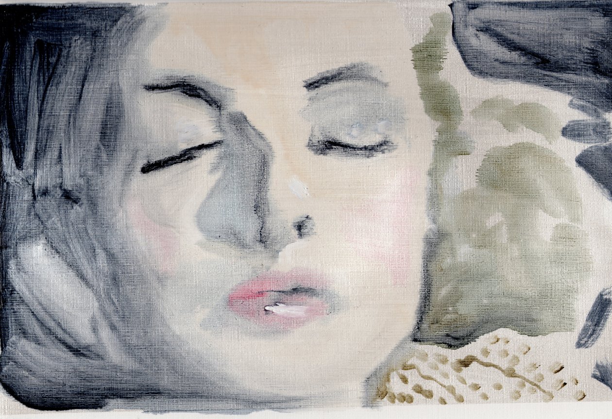 Diario de cine #49 (28.05.13 Él no quería despertarla), 2016 (óleo sobre papel) de Cathy Lomax
