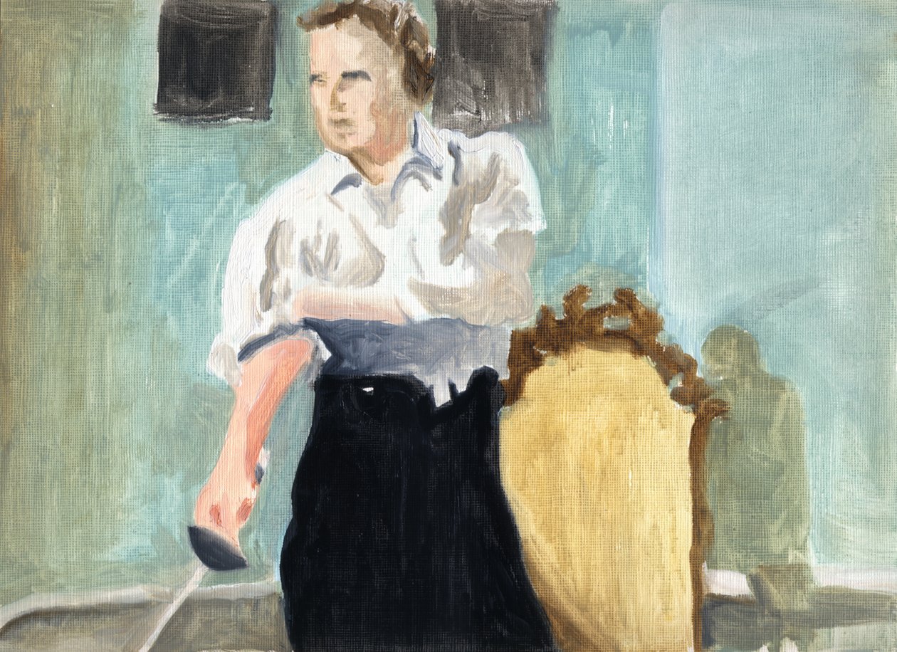 La trama (París 1934), 2011 (óleo sobre papel) de Cathy Lomax