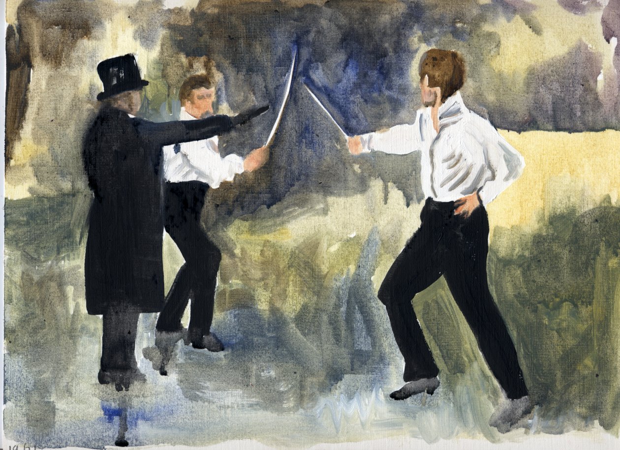 La trama (París 1961), 2011 (óleo sobre papel) de Cathy Lomax