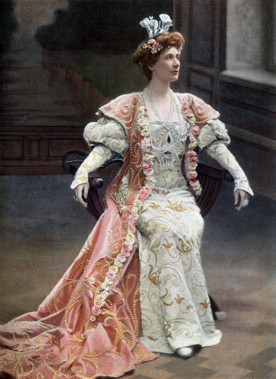 La cantante de ópera escocesa Mary Garden (1874-1967) como Orlanda en la ópera "La reine Fiammette" en París, foto de Cautin et Berger del periódico francés "Le Theatre" 11 de febrero de Cautin and Berger