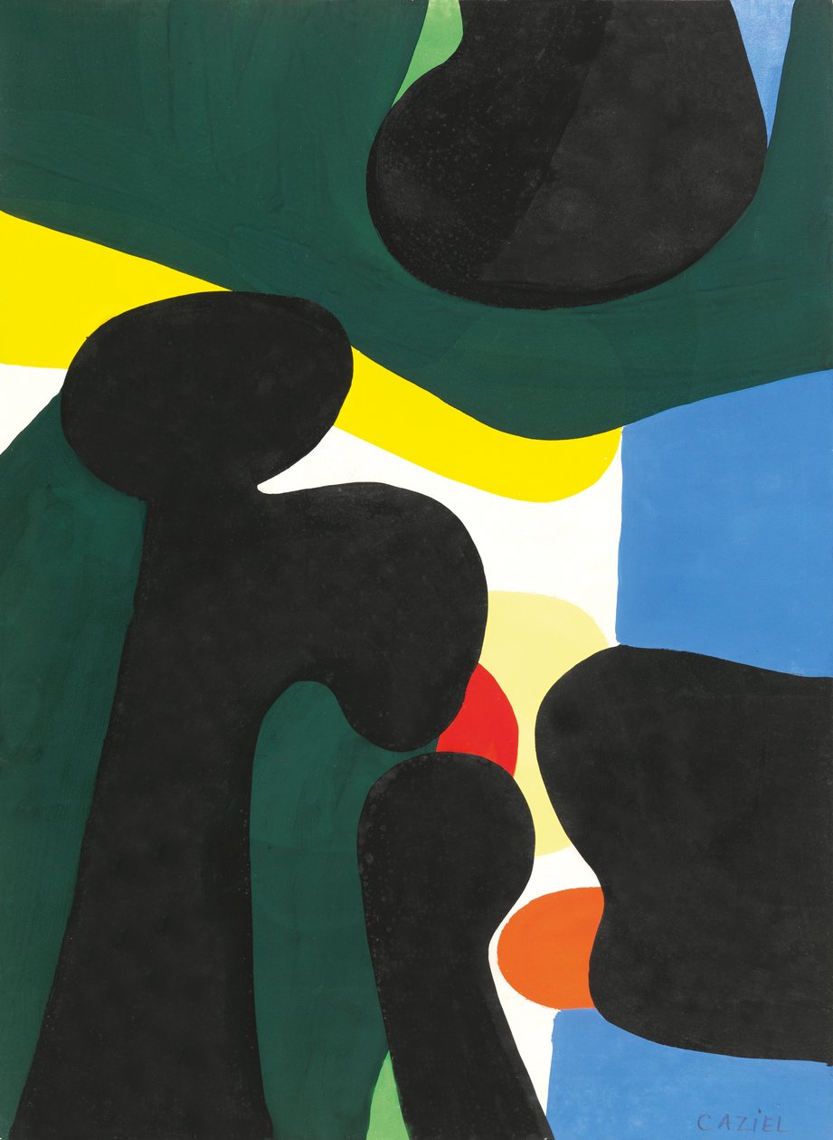 Composición, c.1950 (gouache sobre papel) de Caziel Caziel