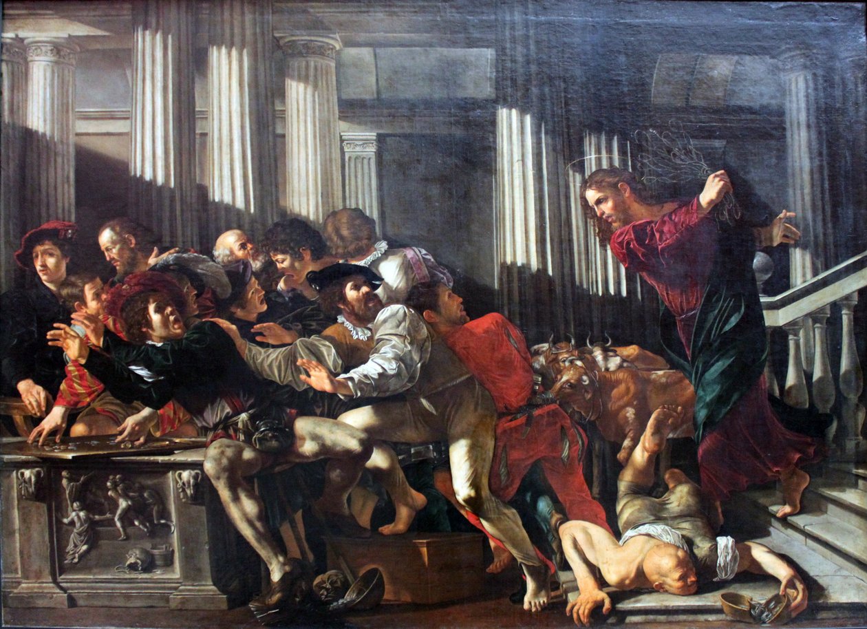 Cristo expulsando a los mercaderes del Templo de Cecco de Caravaggio