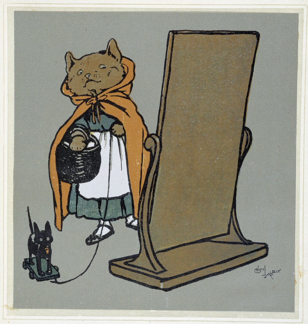 Gato frente a su espejo - dibujo de Cecil Aldin de Cecil Charles Windsor Aldin