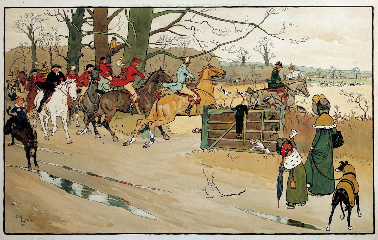 Grabado de Cecil Aldin, Inglaterra. Colección particular de Cecil Charles Windsor Aldin