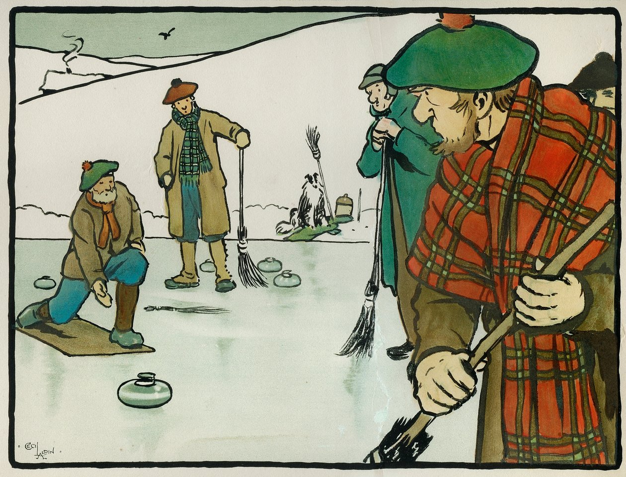 Deportes y juegos antiguos ingleses: Curling de Cecil Charles Windsor Aldin