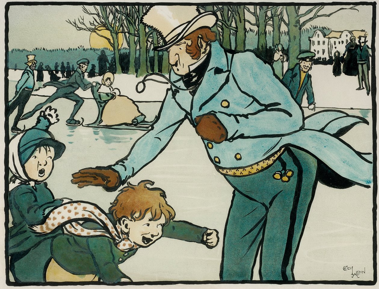 Deportes y juegos antiguos ingleses: Patinaje de Cecil Charles Windsor Aldin