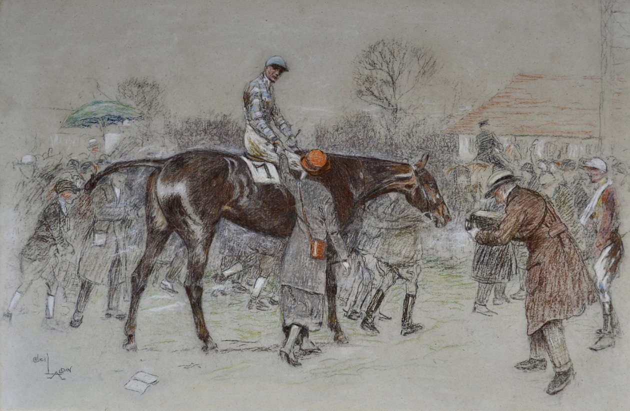 To Lead in the Winner While the Bookmakers Cheered, c.1920-25 (pastel) de Cecil Charles Windsor Aldin