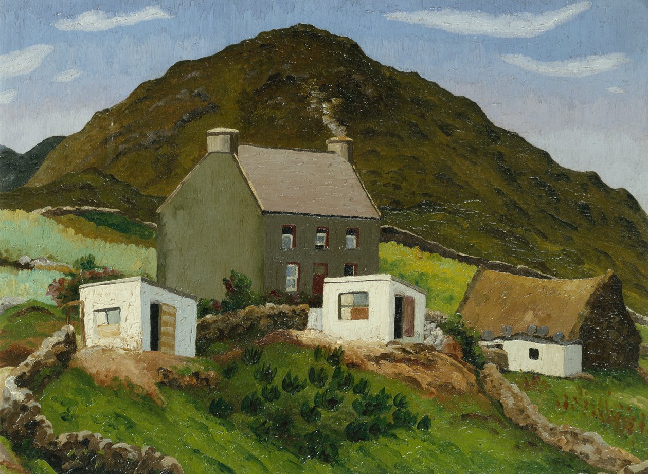 Casa en una ladera de Gales, c.1935 (óleo sobre lienzo) de Cedric Morris