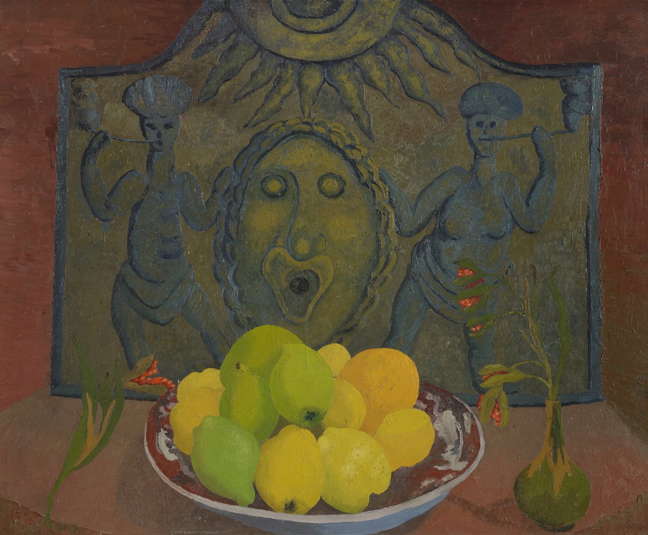 Naturaleza muerta frente a la chimenea de Sussex de Cedric Morris