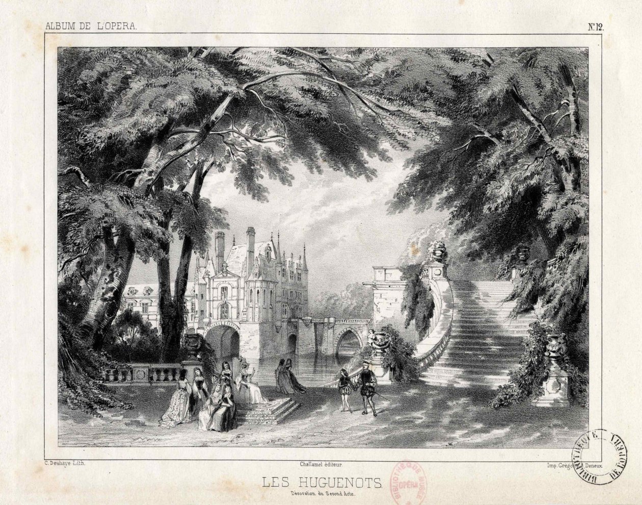 El castillo y los jardines en el Château de Chenonceaux de Celestin Deshayes